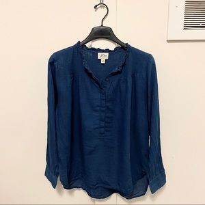 J.Crew Ruffle Classic Popover Shirt in Indigo